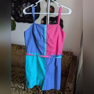 Vintage Deadstock SeaWaves 50s style 70s/80s Color Block Playsuit Size 14